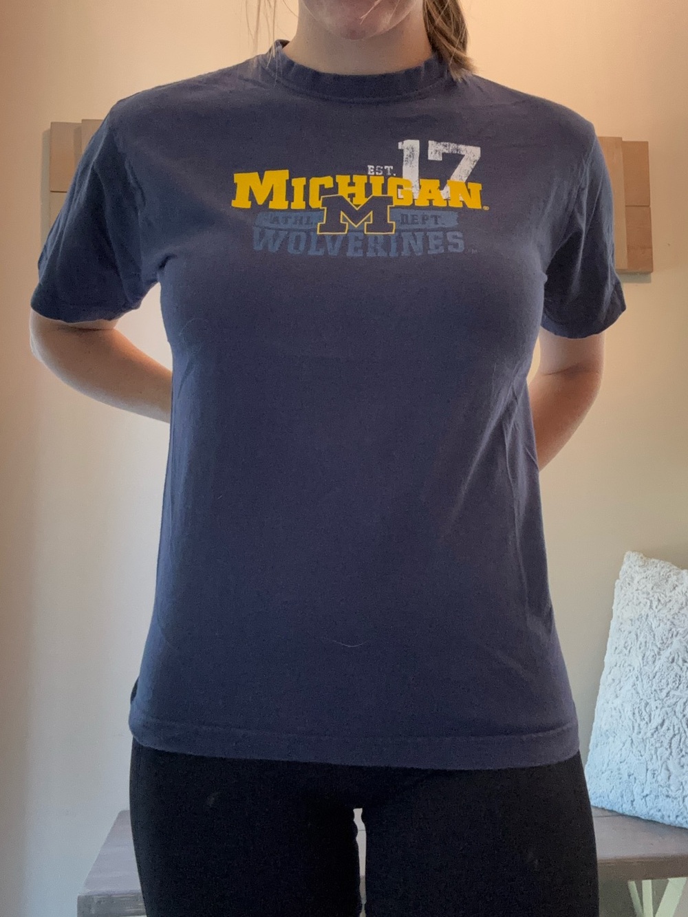 J. America Navy Michigan Wolverines Short Sleeve Tee with Yellow Logo